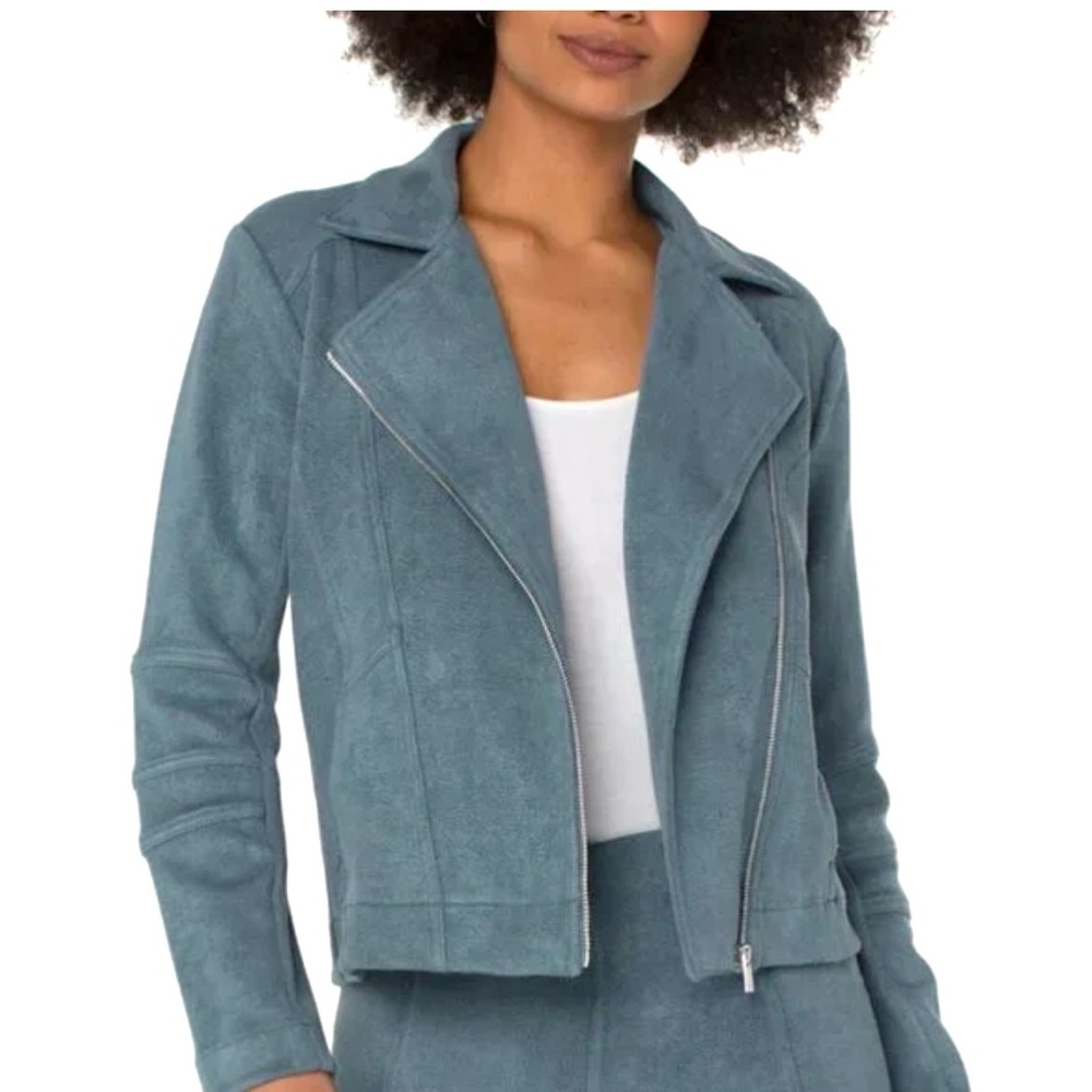 Liverpool Blue Suede Moto Jacket